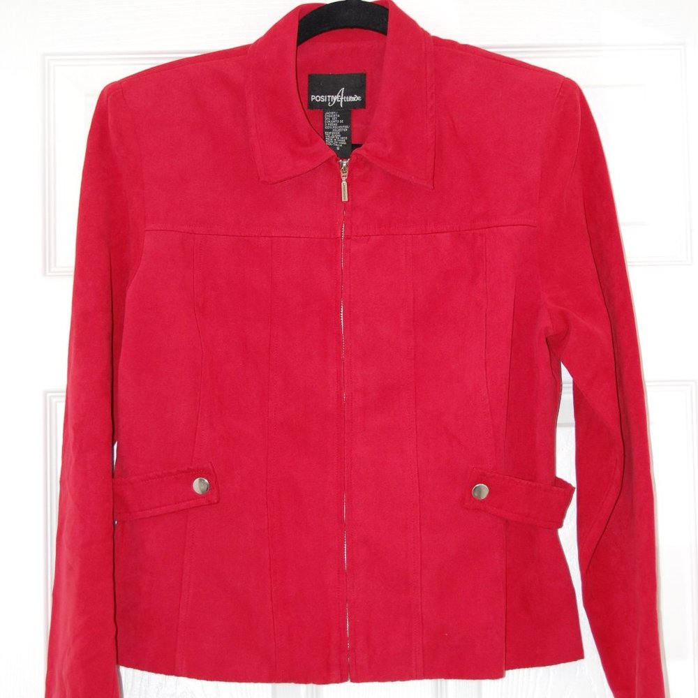 POSITIVE ATTITUDE Red Women's Zipper Jacket SIze 8